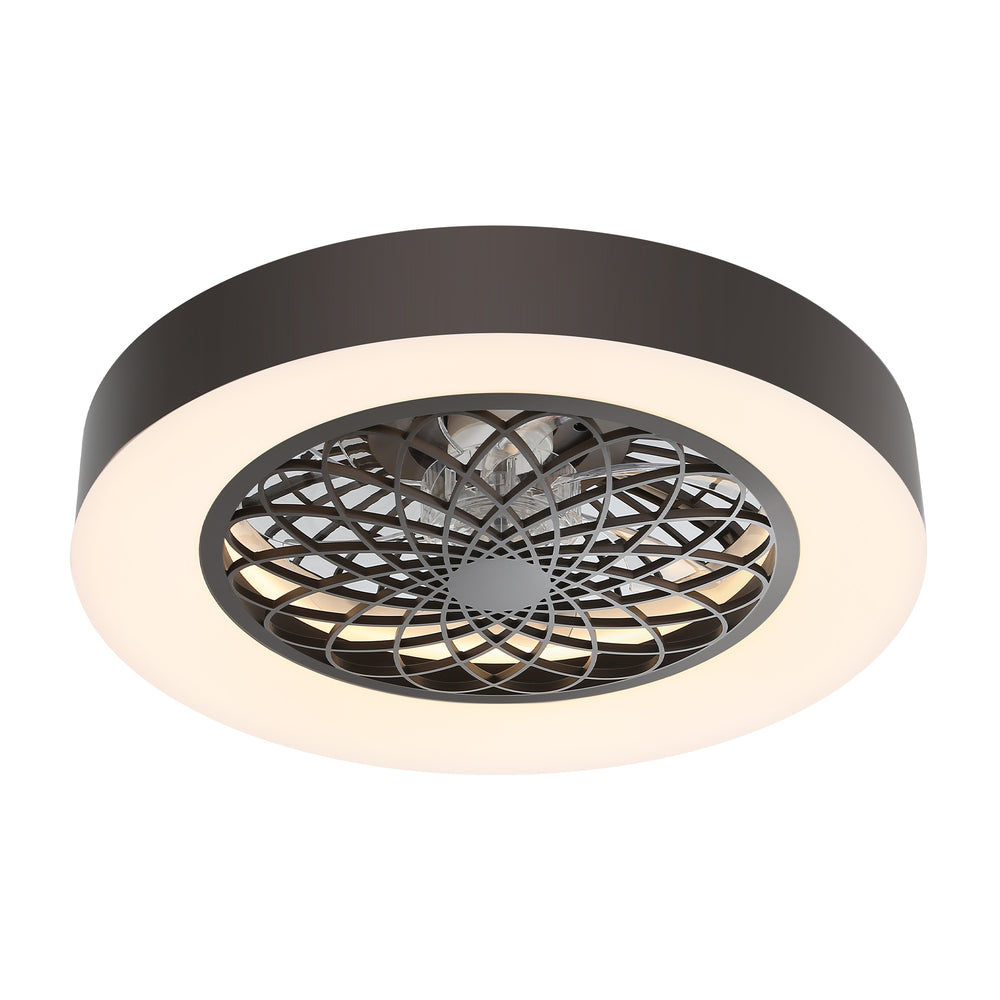 Flush Mount Ceiling Fan with Lights 20 inch Smart Bladeless Low Profile Ceiling Fans with Alexa/Google Assistant/App Control RGB Back Ambient Light