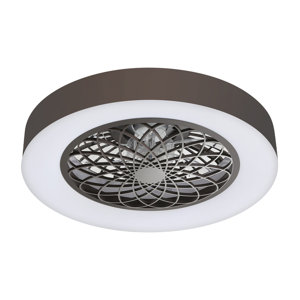 Flush Mount Ceiling Fan with Lights 20 inch Smart Bladeless Low Profile Ceiling Fans with Alexa/Google Assistant/App Control RGB Back Ambient Light