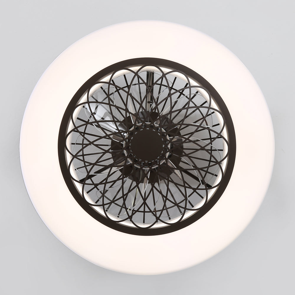 Flush Mount Ceiling Fan with Lights 20 inch Smart Bladeless Low Profile Ceiling Fans with Alexa/Google Assistant/App Control RGB Back Ambient Light