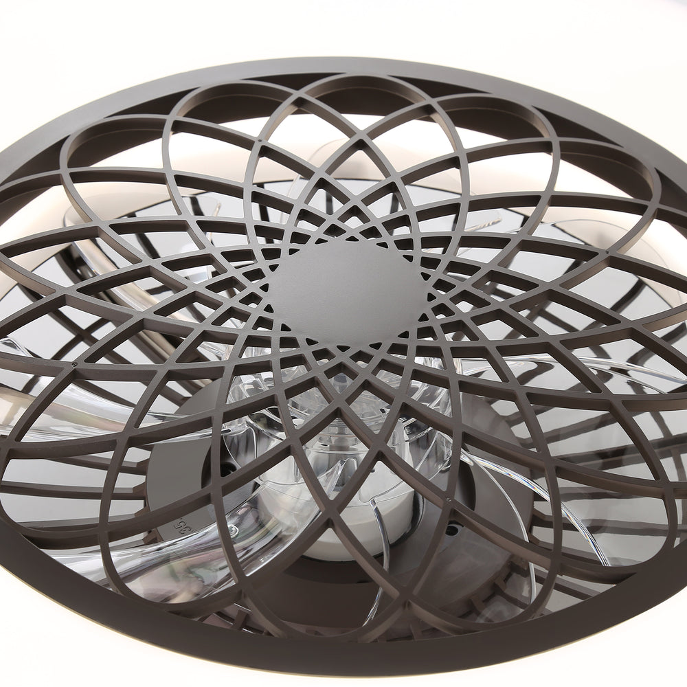 Flush Mount Ceiling Fan with Lights 20 inch Smart Bladeless Low Profile Ceiling Fans with Alexa/Google Assistant/App Control RGB Back Ambient Light