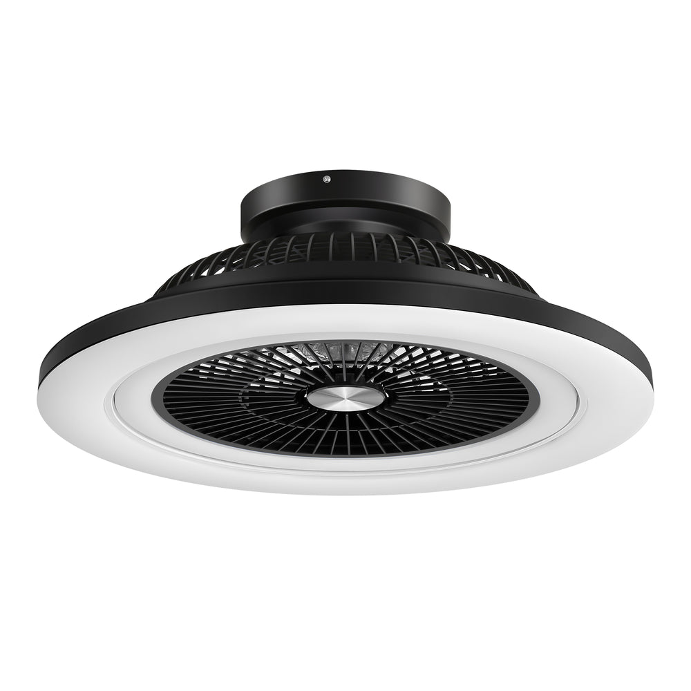 23" Bladeless Ceiling Fan with Light,Low Profile Flush Mount Ceiling Fans with RGB Dimmable Smart LED,Modern Enclosed Fandelier Alexa/Google Assistant/App Control