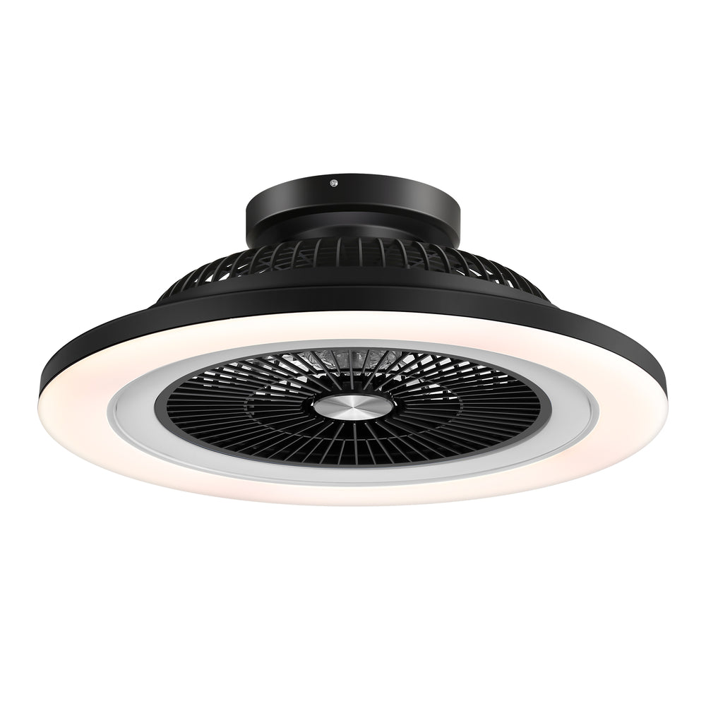 23" Bladeless Ceiling Fan with Light,Low Profile Flush Mount Ceiling Fans with RGB Dimmable Smart LED,Modern Enclosed Fandelier Alexa/Google Assistant/App Control