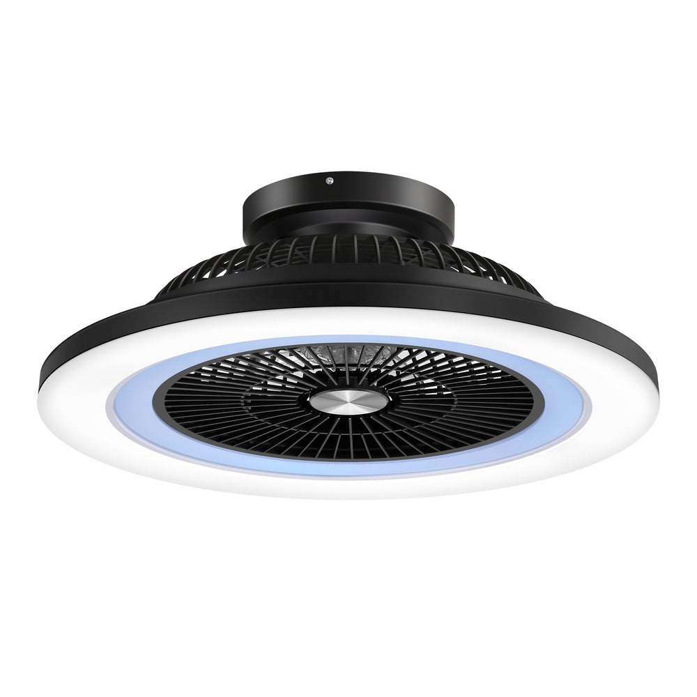 23" Bladeless Ceiling Fan with Light,Low Profile Flush Mount Ceiling Fans with RGB Dimmable Smart LED,Modern Enclosed Fandelier Alexa/Google Assistant/App Control