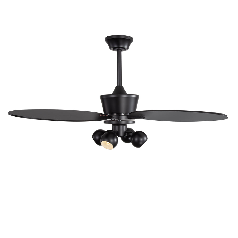 52-inch Matte Black 5-Blade Ceiling Fan with Light and Remote, 4*G9 Bulb，5“ and 10" Downrod Included