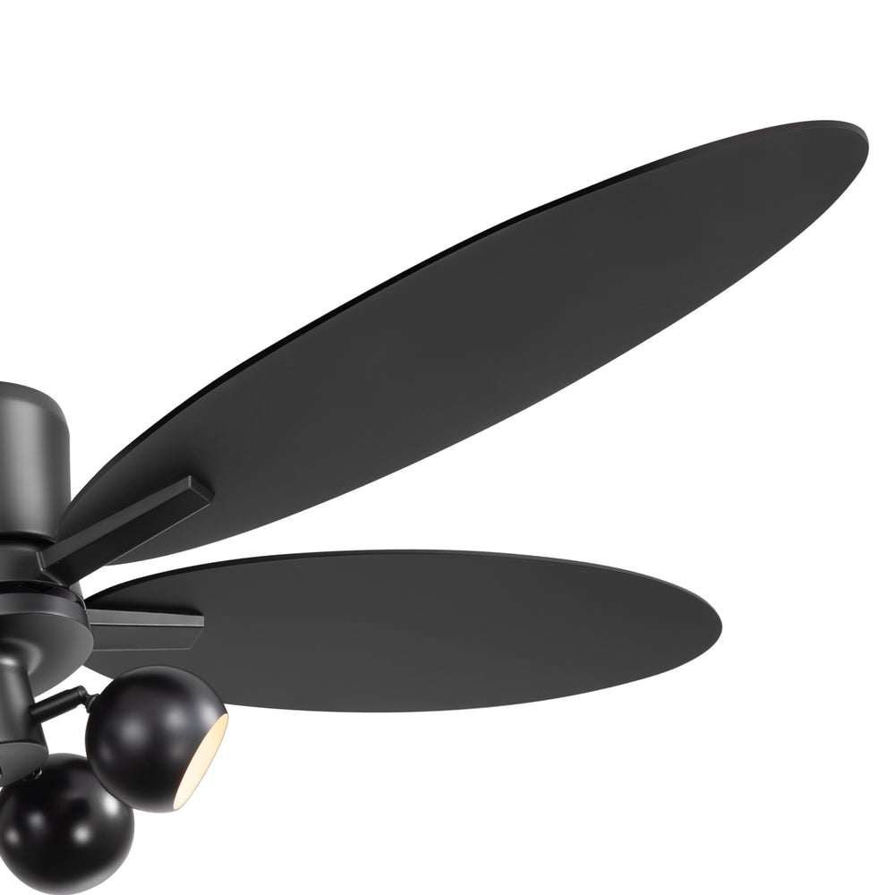 52-inch Matte Black 5-Blade Ceiling Fan with Light and Remote, 4*G9 Bulb，5“ and 10" Downrod Included
