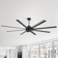 Large 72 Inch 8-Blade Integrated LED Ceiling Fan with Light Remote,7in and 12in Downrod Included