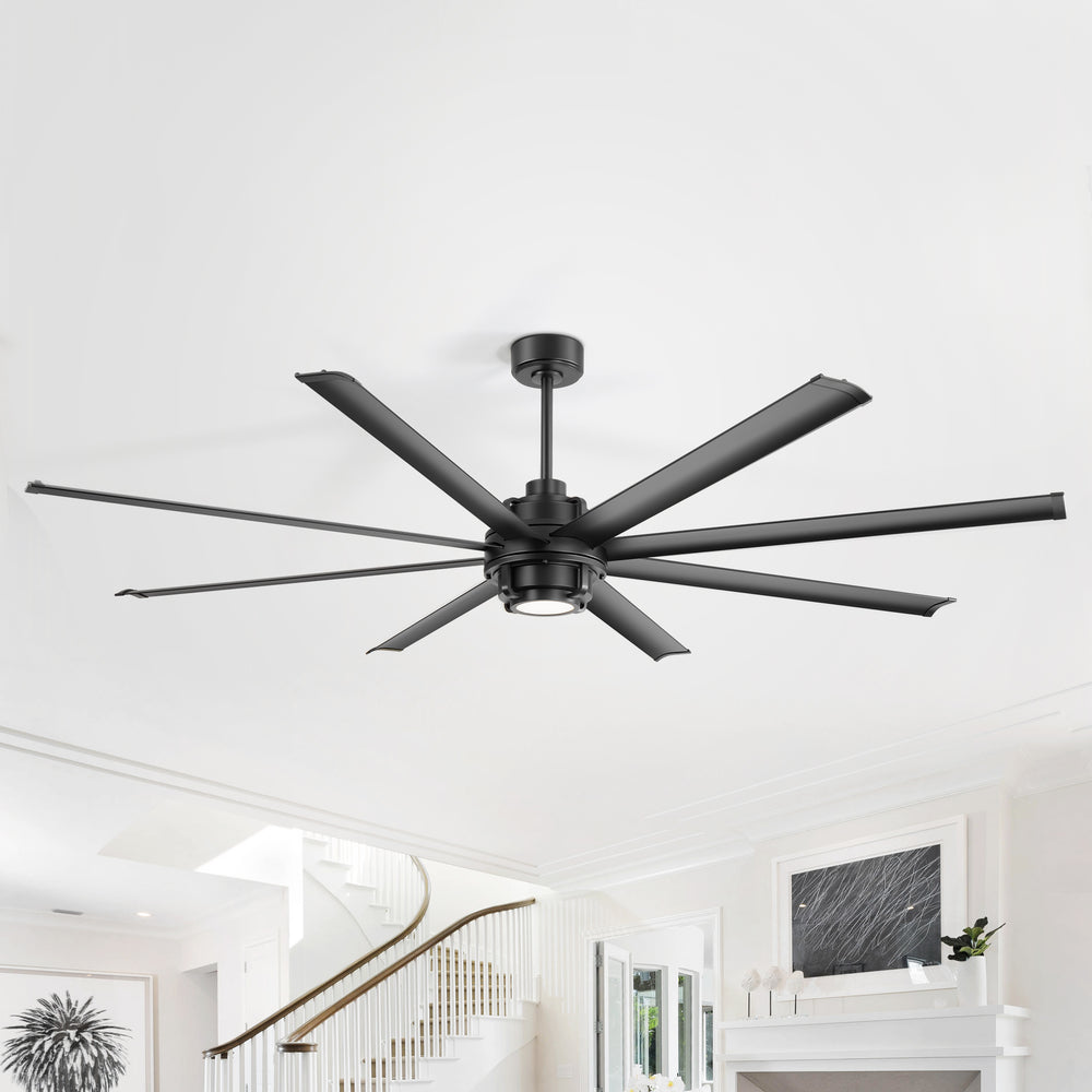 Large 72 Inch 8-Blade Integrated LED Ceiling Fan with Light Remote,7in and 12in Downrod Included