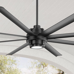 Large 72 Inch 8-Blade Integrated LED Ceiling Fan with Light Remote,7in and 12in Downrod Included