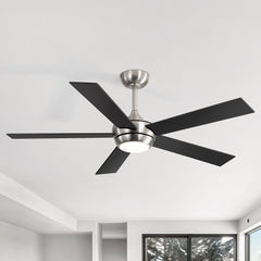 52 Inch 5-Blade Integrated LED Ceiling Fan with Light Remote, 5" and 10" Downrod included