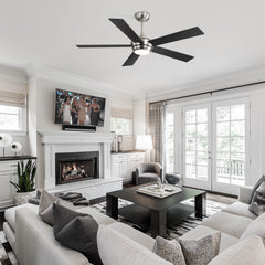 52 Inch 5-Blade Integrated LED Ceiling Fan with Light Remote, 5" and 10" Downrod included