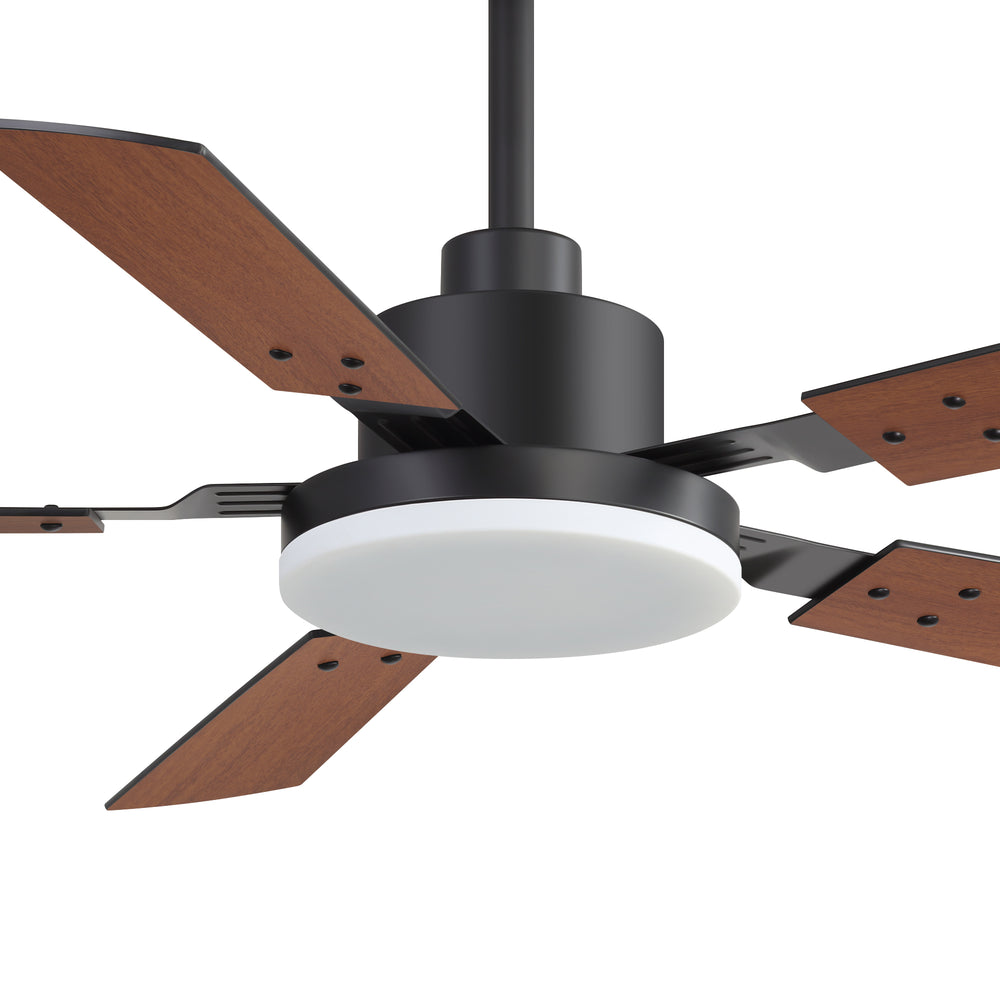 48/52-inch LED Ceiling Fan with Light Remote and 5 Dual-sided Blades, 5” and 10”  Downrod Included