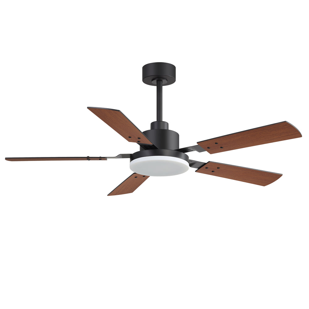 48/52-inch LED Ceiling Fan with Light Remote and 5 Dual-sided Blades, 5” and 10”  Downrod Included