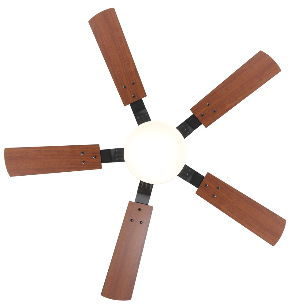 48/52-inch LED Ceiling Fan with Light Remote and 5 Dual-sided Blades, 5” and 10”  Downrod Included