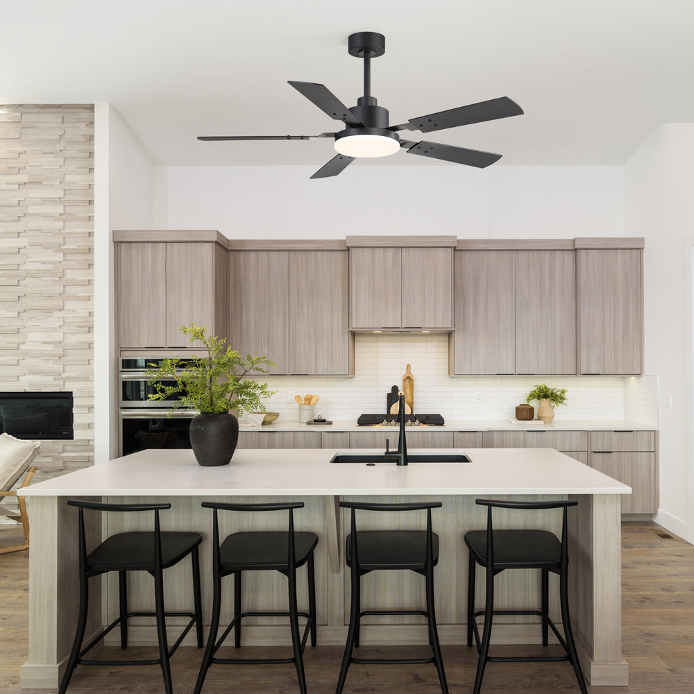 48/52-inch LED Ceiling Fan with Light Remote and 5 Dual-sided Blades, 5” and 10”  Downrod Included