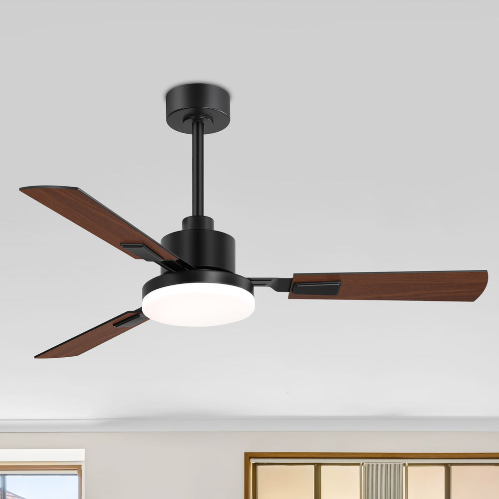 52 Inch LED Ceiling Fan with Light and Remote,3 Reversible Blades with 5in and 10in Downrod Included