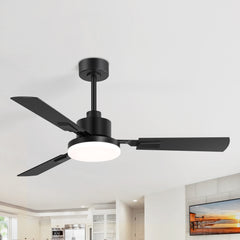 52 Inch 3-Blade LED Ceiling Fan with Light and Remote,5in and 10in Downrod Included