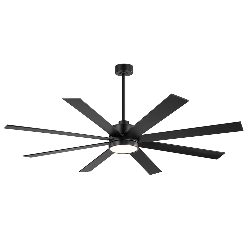 Large 72-inch 8-Blade Integrated LED Ceiling Fan with Light Remote, 6" and 20" Downrod Included