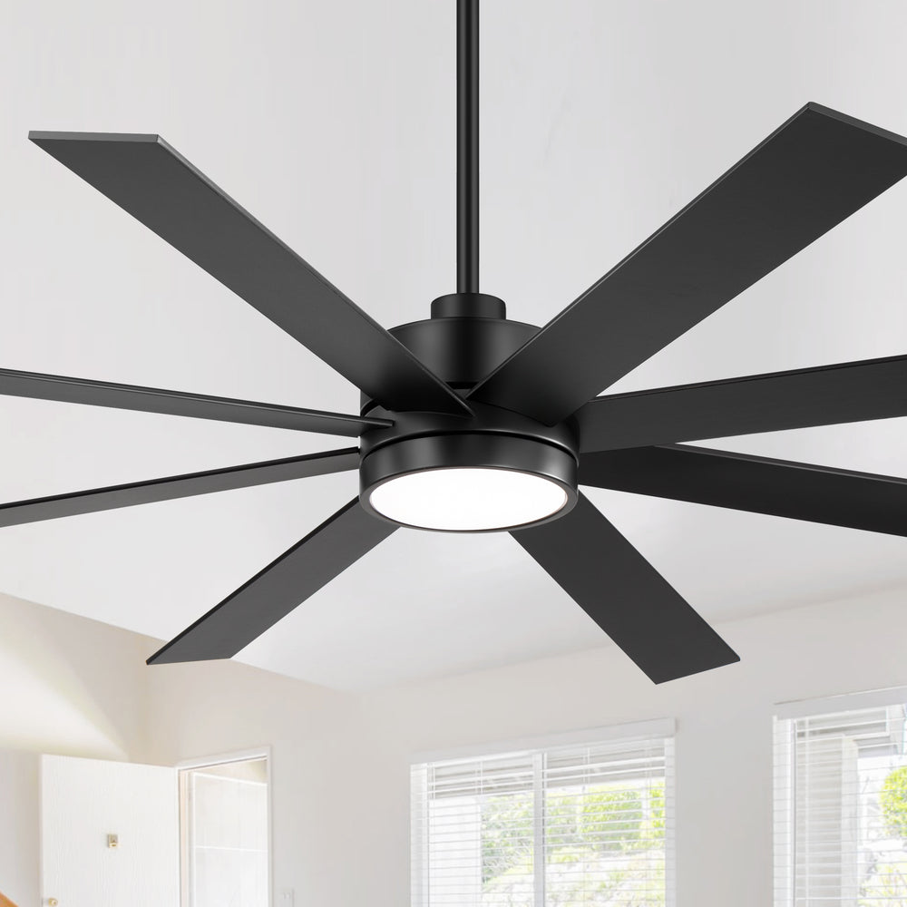 Large 72-inch 8-Blade Integrated LED Ceiling Fan with Light Remote, 6" and 20" Downrod Included