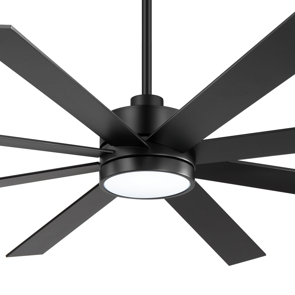 Large 72-inch 8-Blade Integrated LED Ceiling Fan with Light Remote, 6" and 20" Downrod Included