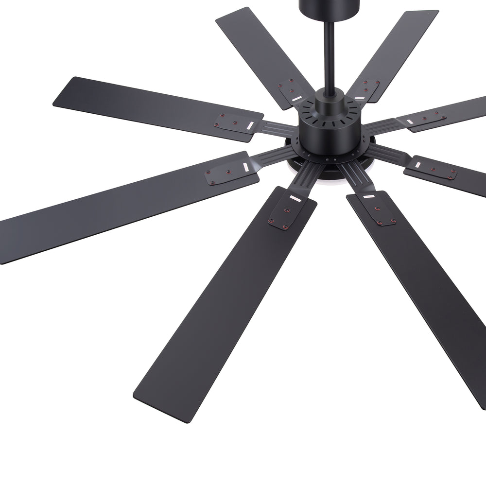 Breezary 72-inch Reversible 8-Blade Silent DC Motor Ceiling Fan with Integrated LED Light - Black