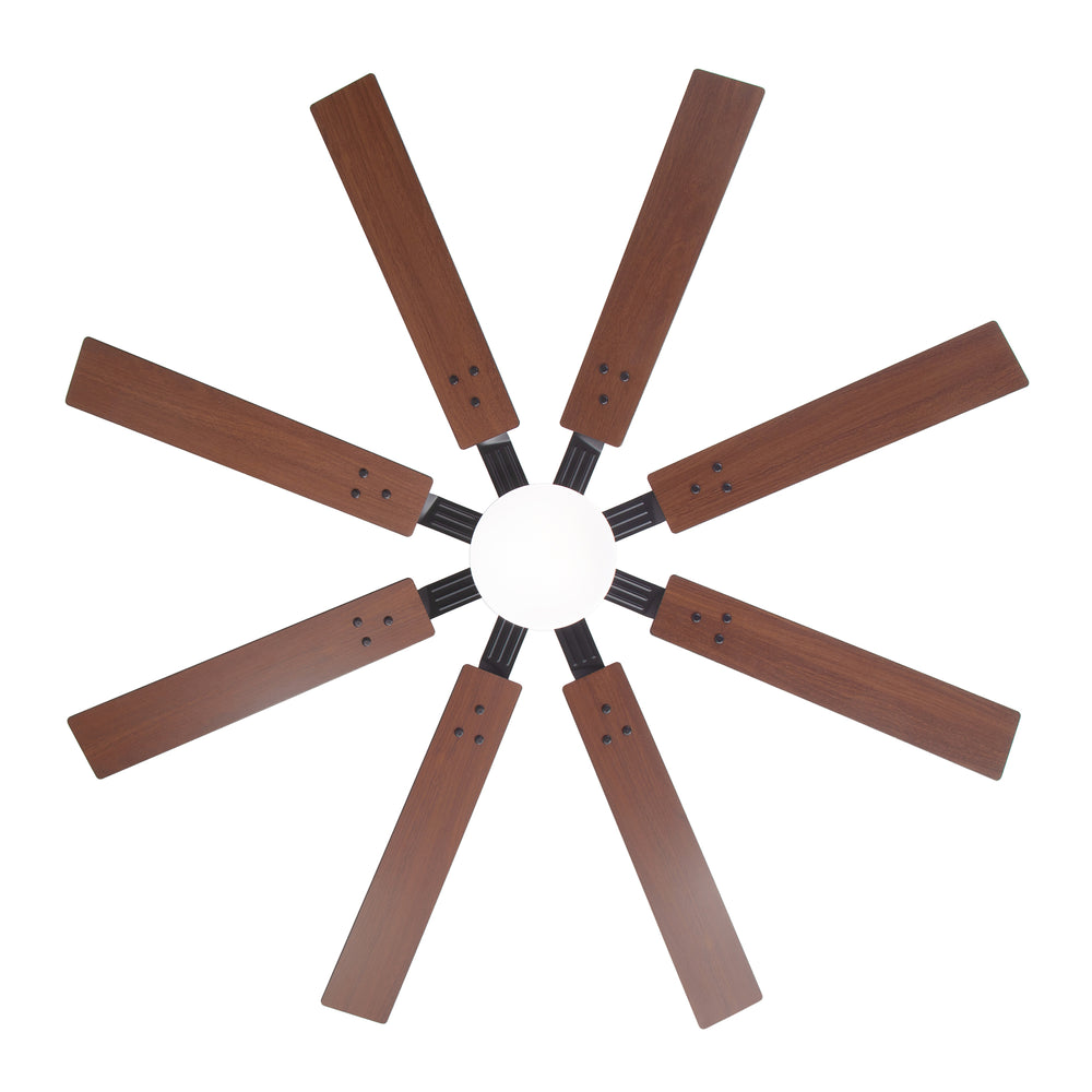Breezary 72-inch Reversible 8-Blade Silent DC Motor Ceiling Fan with Integrated LED Light - Black
