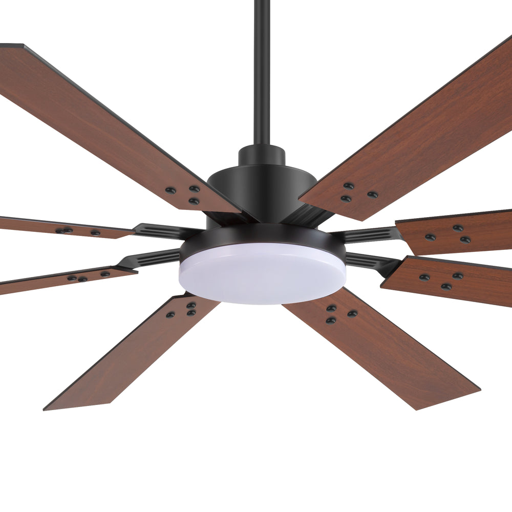 Breezary 72-inch Reversible 8-Blade Silent DC Motor Ceiling Fan with Integrated LED Light - Black