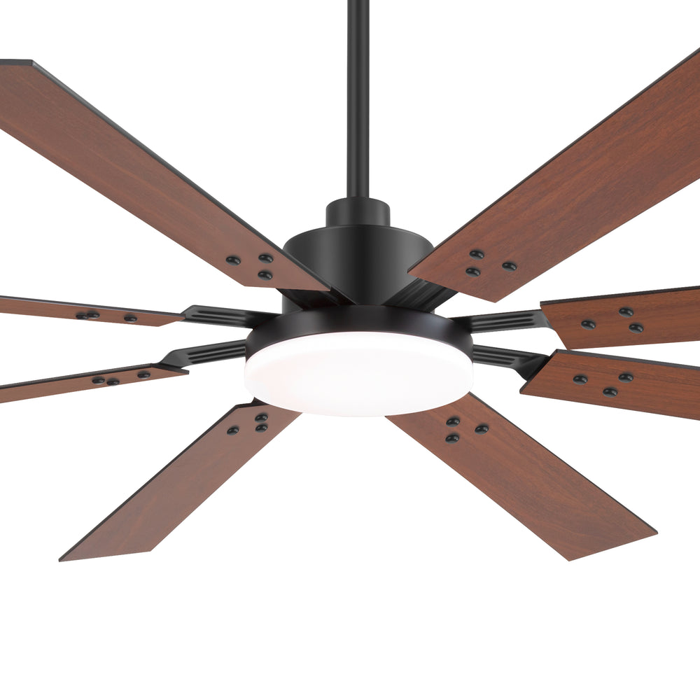 Breezary 72-inch Reversible 8-Blade Silent DC Motor Ceiling Fan with Integrated LED Light - Black