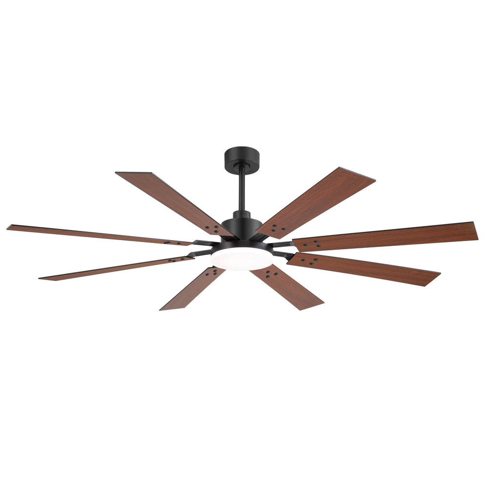 Breezary 72-inch Reversible 8-Blade Silent DC Motor Ceiling Fan with Integrated LED Light - Black