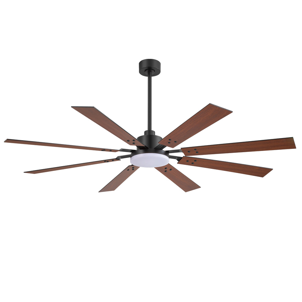 Breezary 72-inch Reversible 8-Blade Silent DC Motor Ceiling Fan with Integrated LED Light - Black