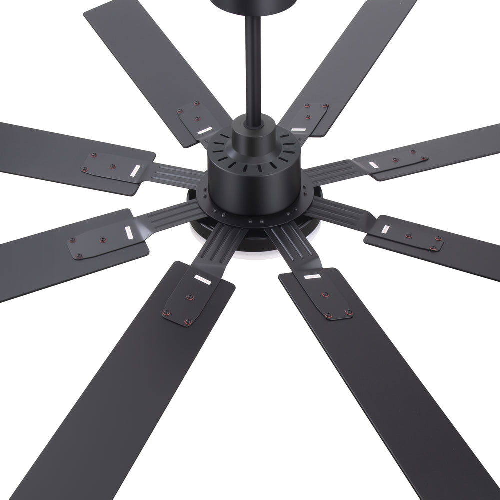 Breezary 72-inch Reversible 8-Blade Silent DC Motor Ceiling Fan with Integrated LED Light - Black