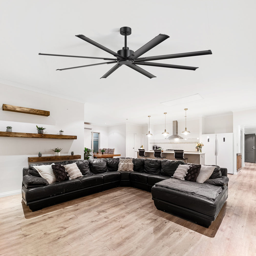 Large 84in Indoor Ceiling Fan with Remote and 3 Downrods without Light(8 Aluminium Blades)