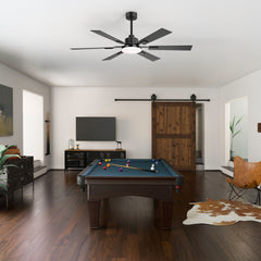 60-inch Ceiling Fan with Light and Remote, 6-Blade Reversible DC Motor, Dual-Finish Plywood Blades, 3-Color Temperature LED, 6" & 12" Downrods Included