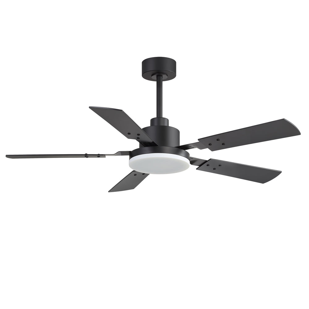 48/52-inch LED Ceiling Fan with Light Remote and 5 Dual-sided Blades, 5” and 10”  Downrod Included