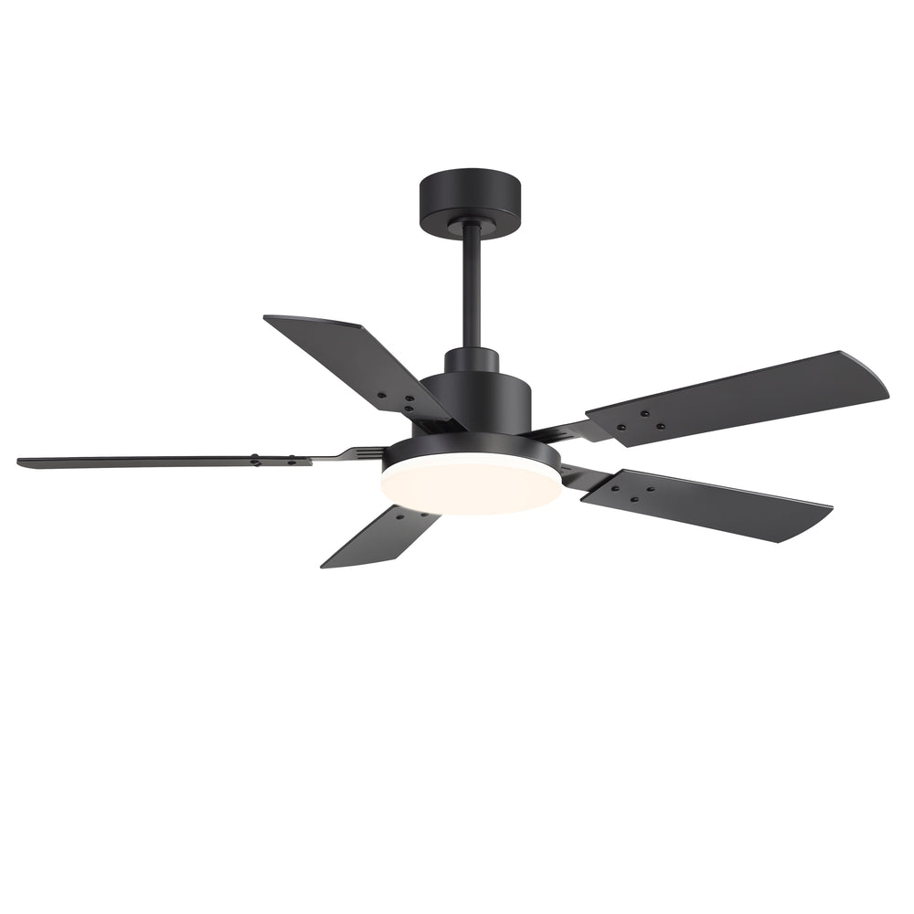 48/52-inch LED Ceiling Fan with Light Remote and 5 Dual-sided Blades, 5” and 10”  Downrod Included