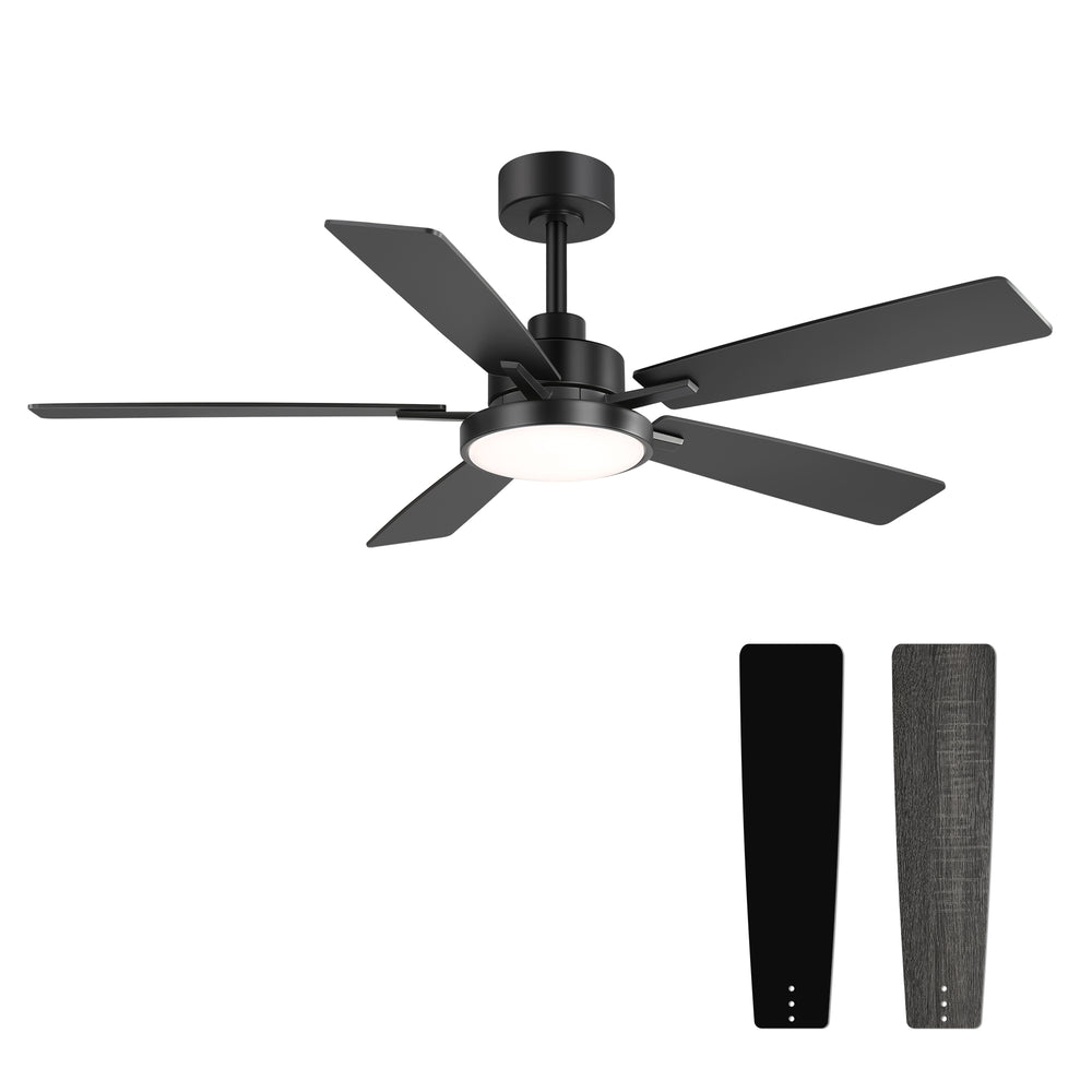 Ventari 52-Inch Black 5-Blade Ceiling Fan With Light & Remote