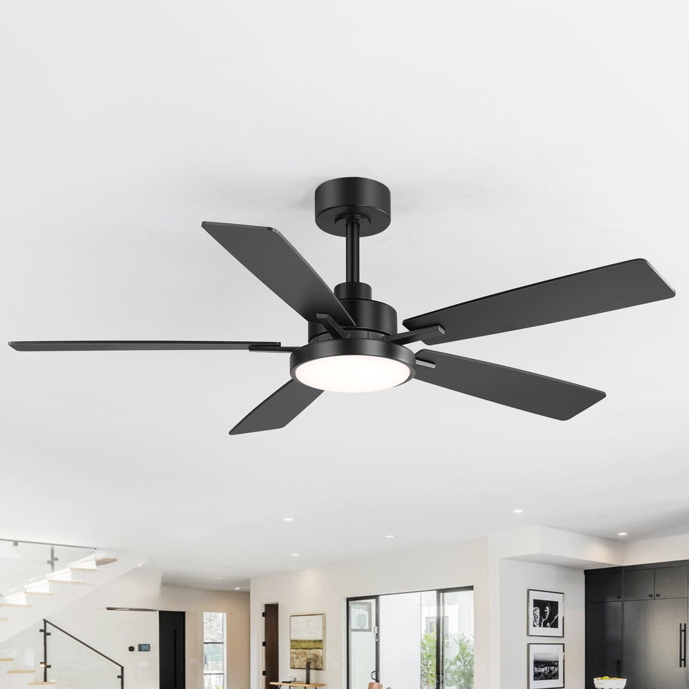 Ventari 52-Inch Black 5-Blade Ceiling Fan With Light & Remote
