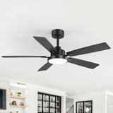 Ventari 52-Inch Black 5-Blade Ceiling Fan With Light & Remote
