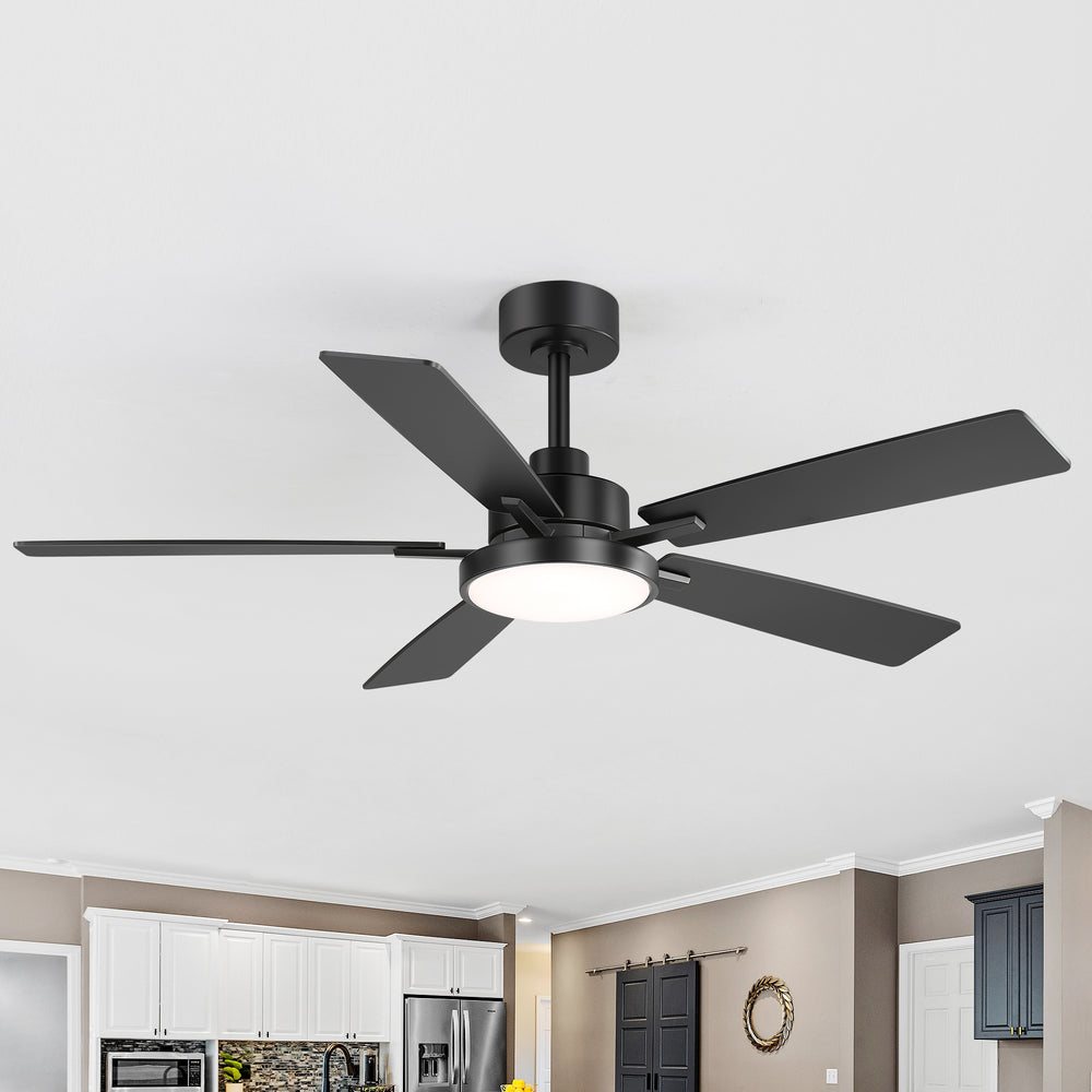 Ventari 52-Inch Black 5-Blade Ceiling Fan With Light & Remote