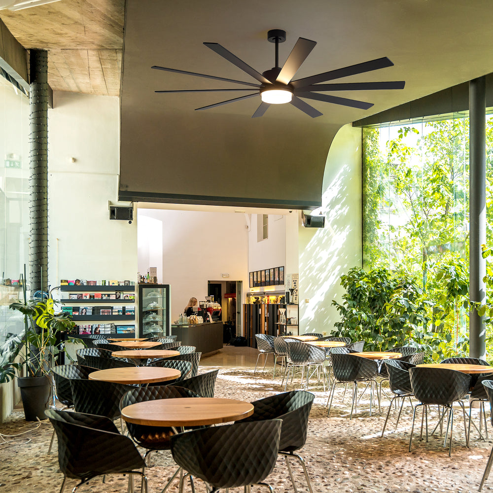 72"/80" Large Ceiling Fan with Reversible Blades, Matte Black Finish, Quiet DC Motor, 24W LED Light (3 Color Temps), Memory Function, 6-Speed Remote with Timer, Downrods Included
