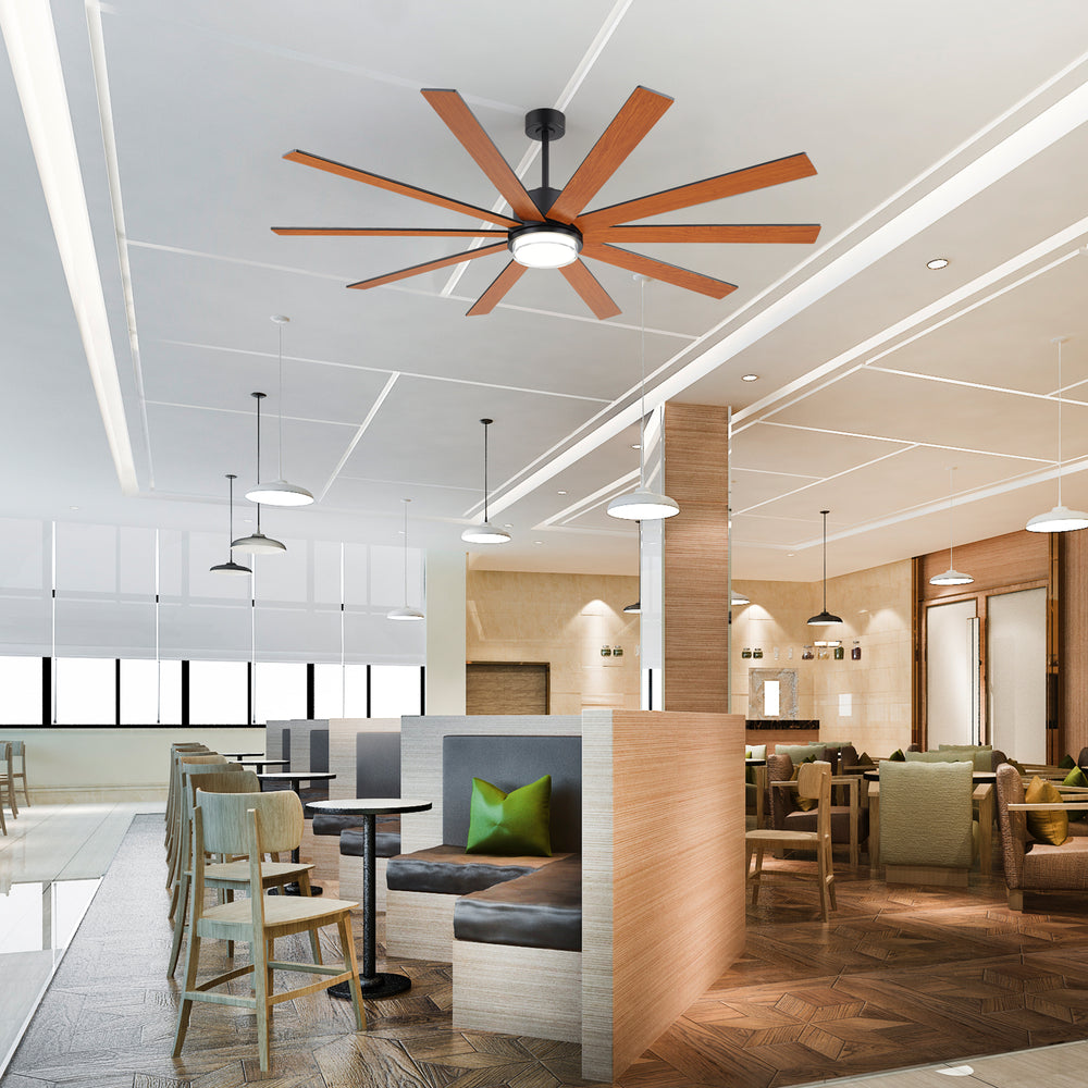 72"/80" Large Ceiling Fan with Reversible Blades, Matte Black Finish, Quiet DC Motor, 24W LED Light (3 Color Temps), Memory Function, 6-Speed Remote with Timer, Downrods Included