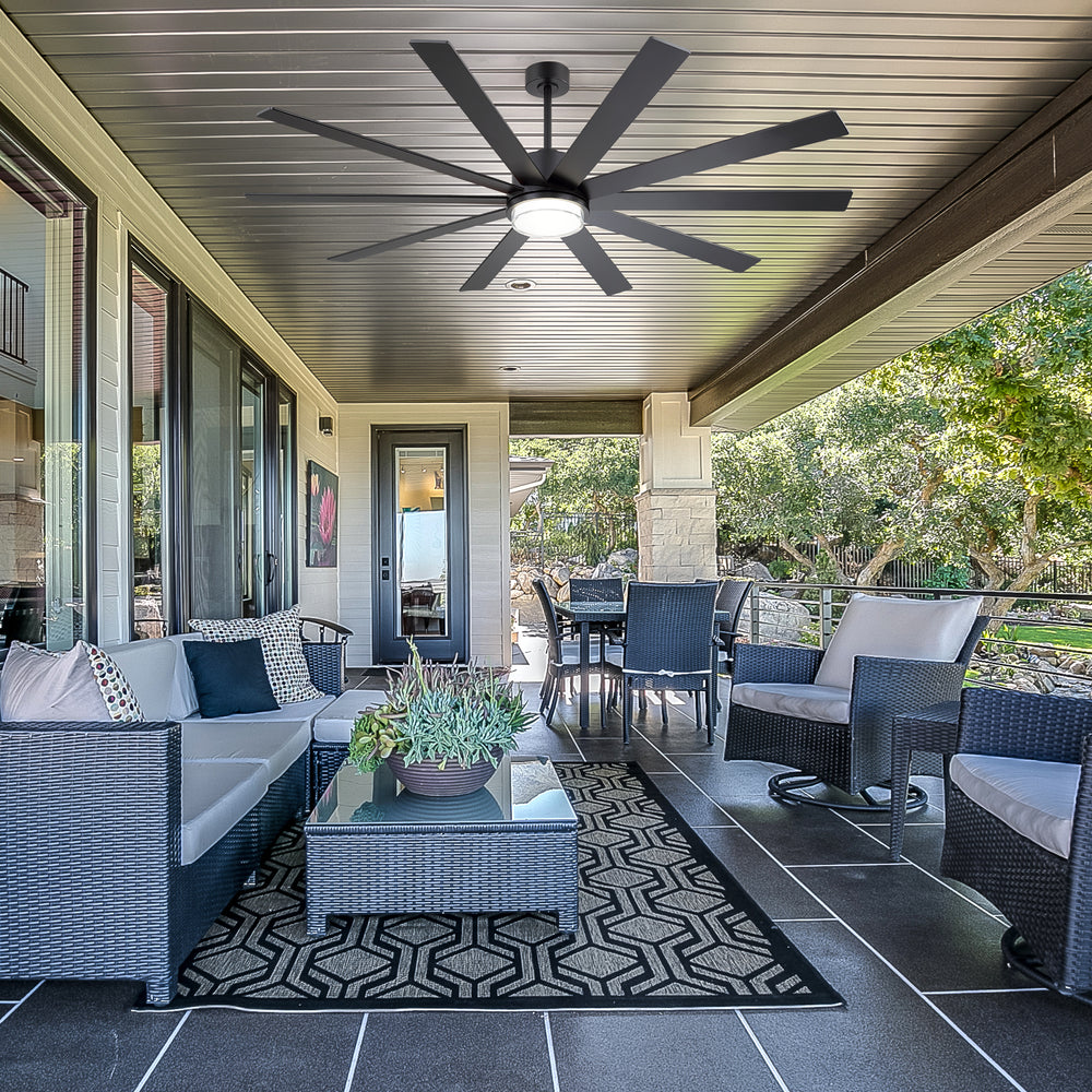 72"/80" Large Ceiling Fan with Reversible Blades, Matte Black Finish, Quiet DC Motor, 24W LED Light (3 Color Temps), Memory Function, 6-Speed Remote with Timer, Downrods Included