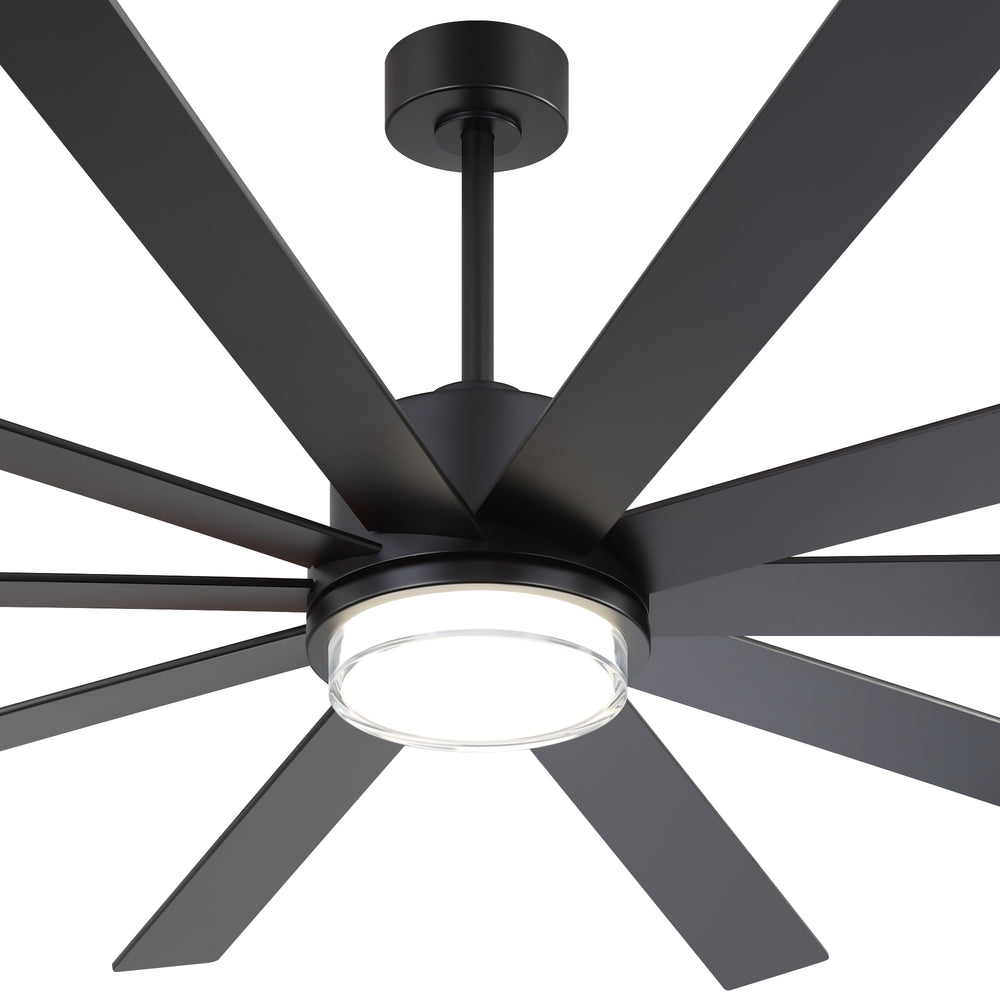 72"/80" Large Ceiling Fan with Reversible Blades, Matte Black Finish, Quiet DC Motor, 24W LED Light (3 Color Temps), Memory Function, 6-Speed Remote with Timer, Downrods Included
