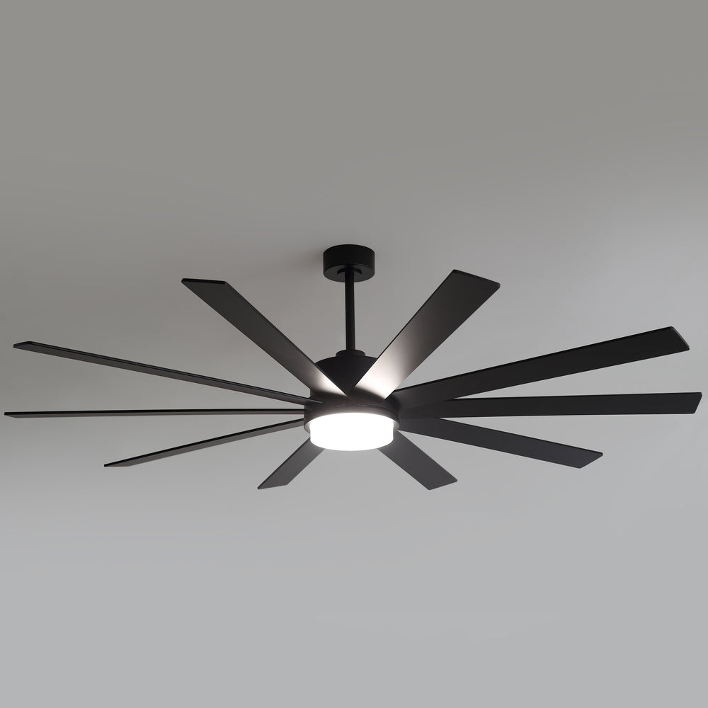 72"/80" Large Ceiling Fan with Reversible Blades, Matte Black Finish, Quiet DC Motor, 24W LED Light (3 Color Temps), Memory Function, 6-Speed Remote with Timer, Downrods Included