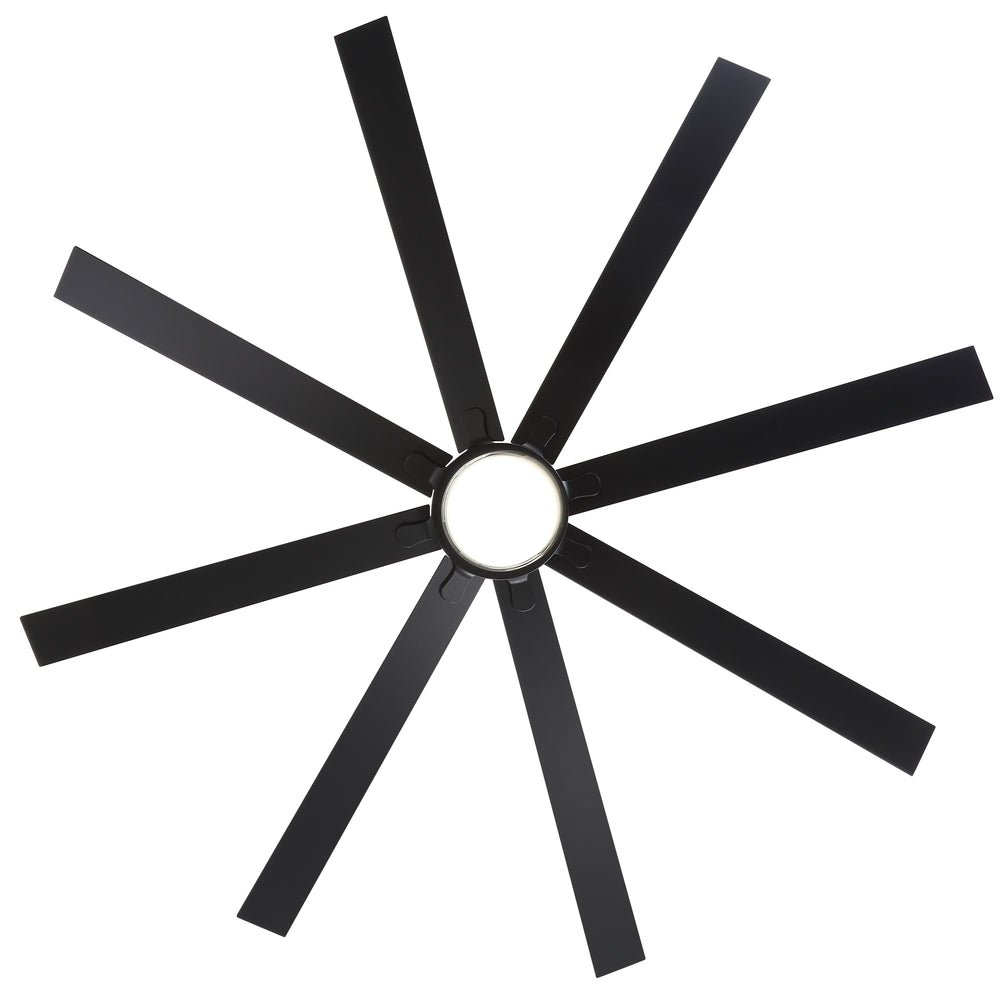 72"/80" Large Ceiling Fan with Reversible Blades, Matte Black Finish, Quiet DC Motor, 24W LED Light (3 Color Temps), Memory Function, 6-Speed Remote with Timer, Downrods Included