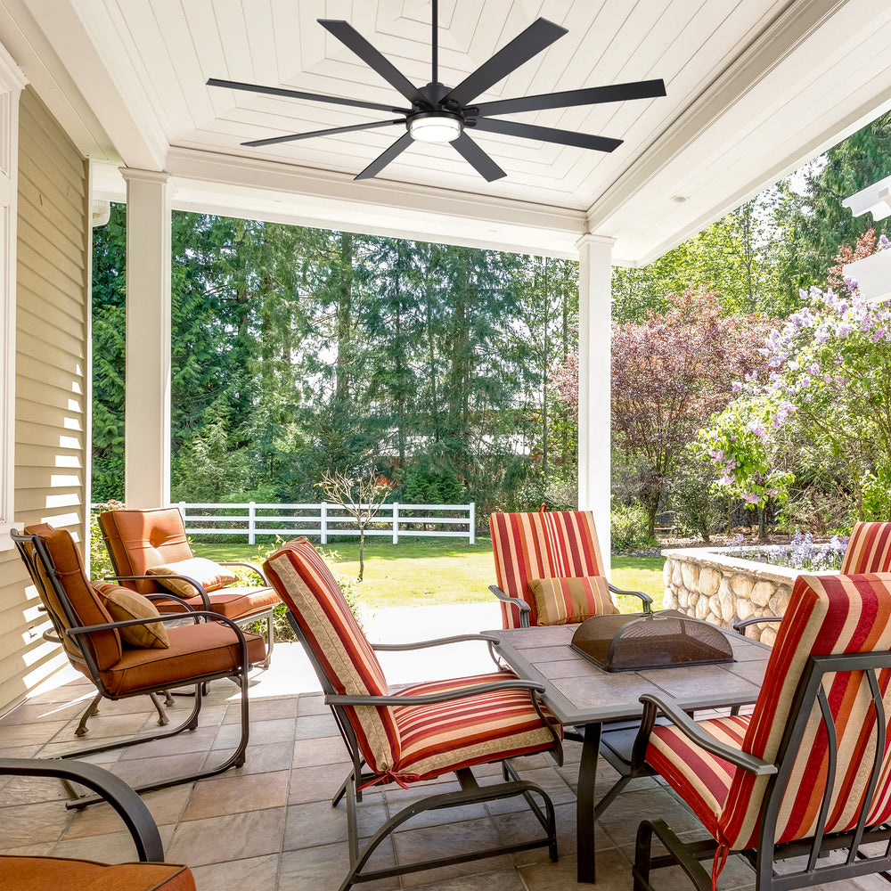 72"/80" Large Ceiling Fan with Reversible Blades, Matte Black Finish, Quiet DC Motor, 24W LED Light (3 Color Temps), Memory Function, 6-Speed Remote with Timer, Downrods Included