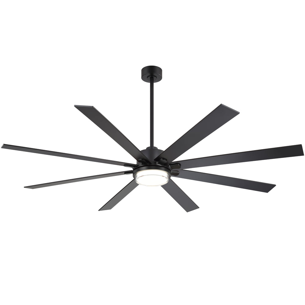 72"/80" Large Ceiling Fan with Reversible Blades, Matte Black Finish, Quiet DC Motor, 24W LED Light (3 Color Temps), Memory Function, 6-Speed Remote with Timer, Downrods Included