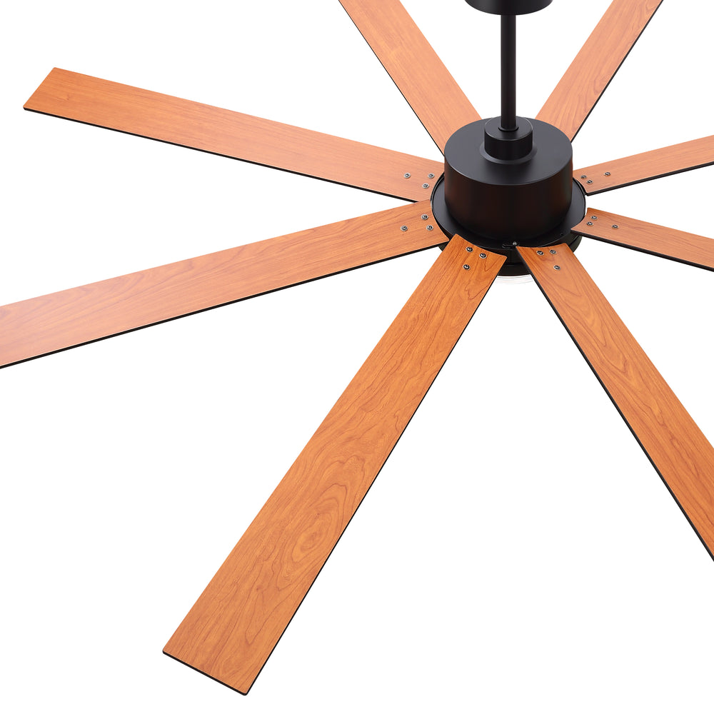 72"/80" Large Ceiling Fan with Reversible Blades, Matte Black Finish, Quiet DC Motor, 24W LED Light (3 Color Temps), Memory Function, 6-Speed Remote with Timer, Downrods Included