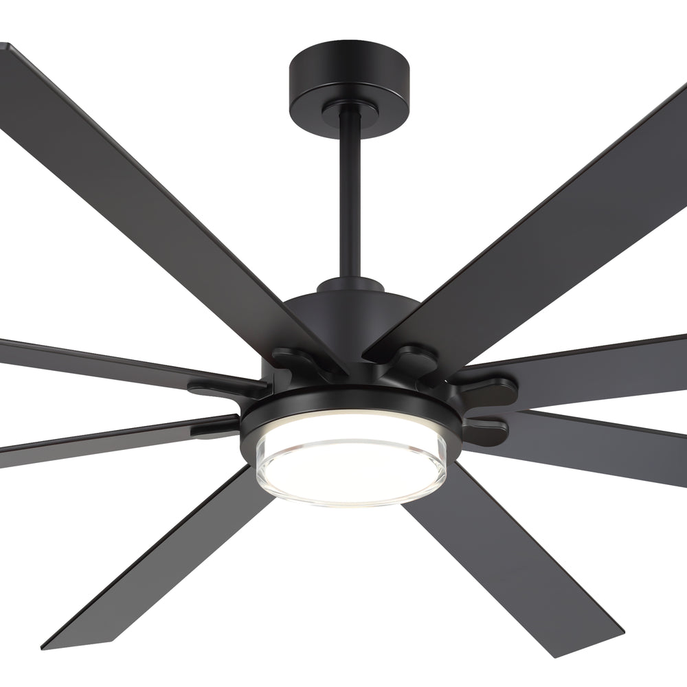 72"/80" Large Ceiling Fan with Reversible Blades, Matte Black Finish, Quiet DC Motor, 24W LED Light (3 Color Temps), Memory Function, 6-Speed Remote with Timer, Downrods Included