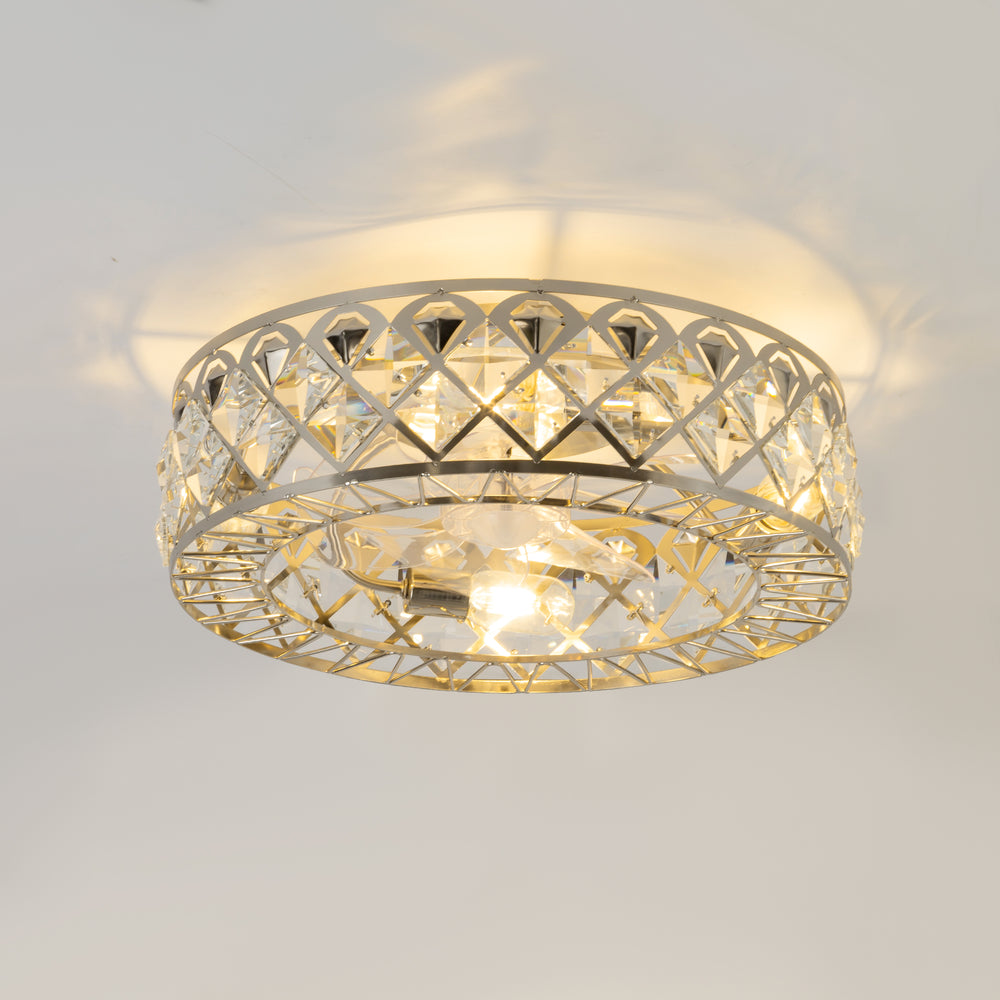 19" Small Caged Ceiling Fans with Lights and Remote, Low Profile Flush Mount Ceiling Fan, Modern Bladeless Enclosed Ceiling Fan with Light for Bedroom, 7 Reversible Transparent Blades