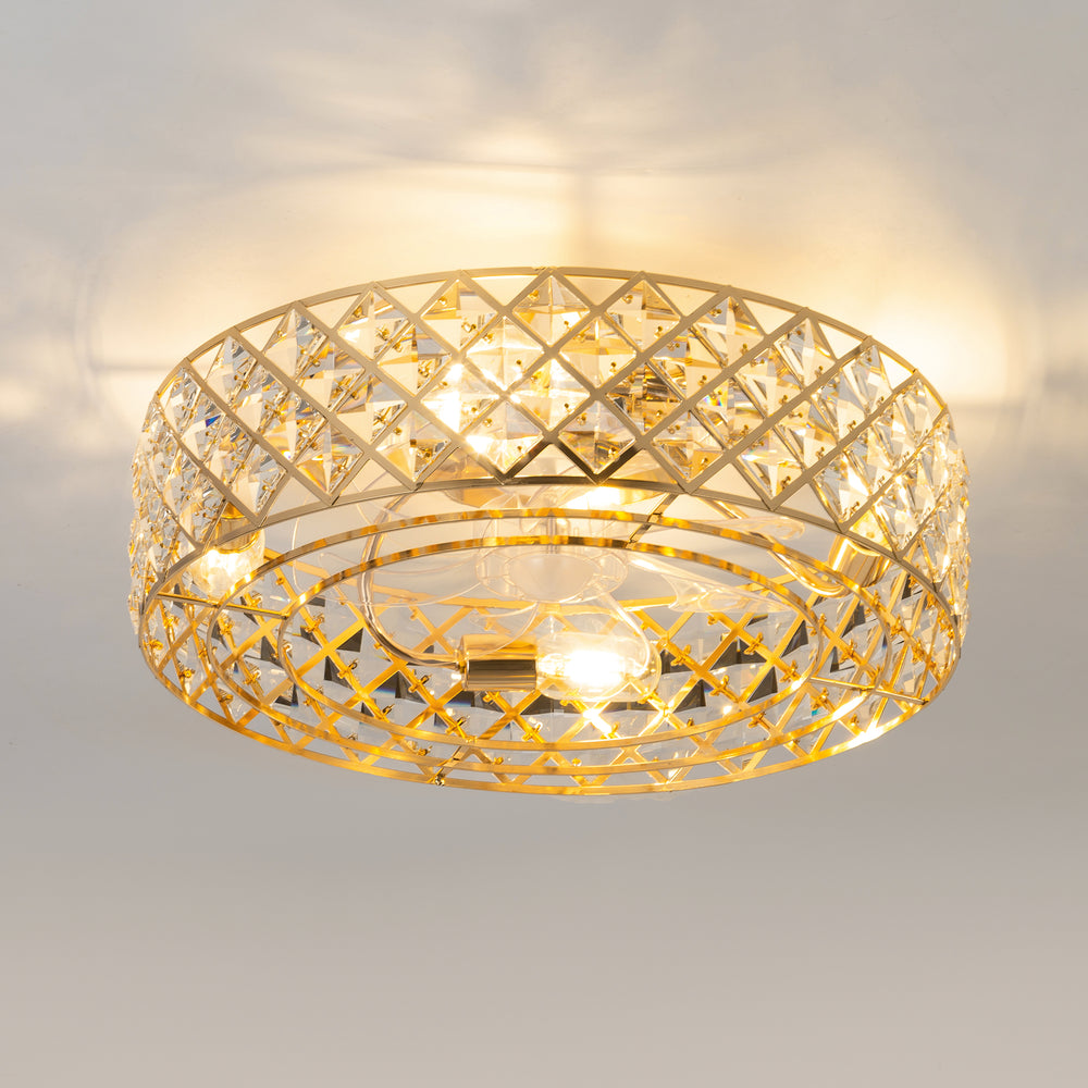 19-inch Small Caged Ceiling Fans with Lights and Remote, Low Profile Flush Mount Ceiling Fan, Modern Bladeless Enclosed Ceiling Fan with Light for Bedroom, 7 Reversible Transparent Blades